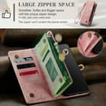 thumbnail image 3 of For Samsung Galaxy S10 Plus Wallet Case,Multi-Functional Retro Leather Purse Flip Cover Zipper Wallet Case with Removable Card Slots Pocket & Detachable Wrist Strap Magnetic Phone Case, Pink, 3 of 9