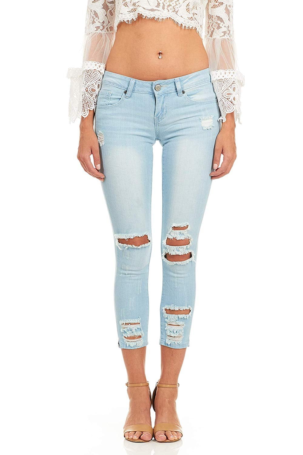 cropped ripped skinny jeans
