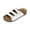 White, variant on Three Buckle Cork Slide Sandals, Adjustable Strap Open-Toe Slippers, Slip-On Wedge Sandal for Women –Low Profile Wedge With Arch Support, Adjustable Fit for Walking Comfort, Black 5.5