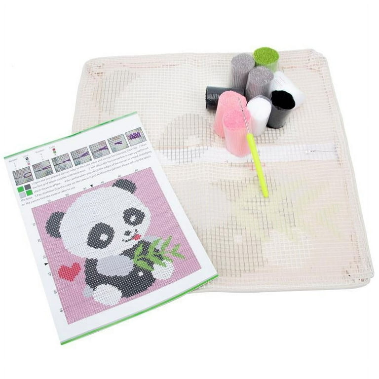 5-Piece Panda Latch Rug Hooking Kits for Adults Kids Beginners, DIY Crafts  (16 x 16 In)