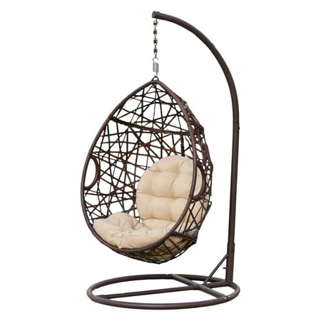 Stamford Wicker Tear Drop Hanging Basket Chair with (Best Plants For Hanging Baskets On Porch)