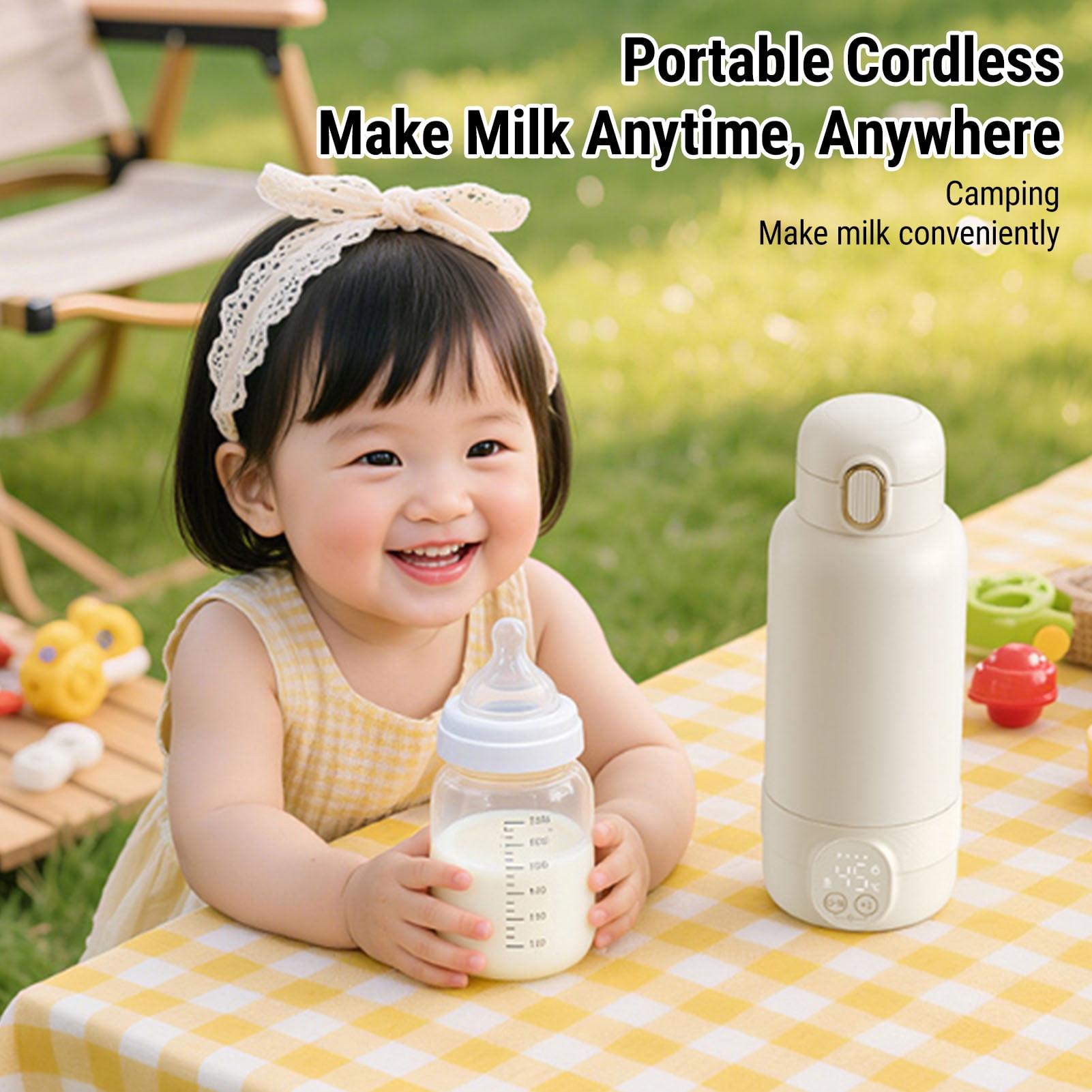 Riousery Portable Milk Warmer 50W Quick Heating 500ml / 16.9 fl oz 316 Stainless Steel Rechargeable Cordless Bottle Warmer for Travel with Constant Temperature