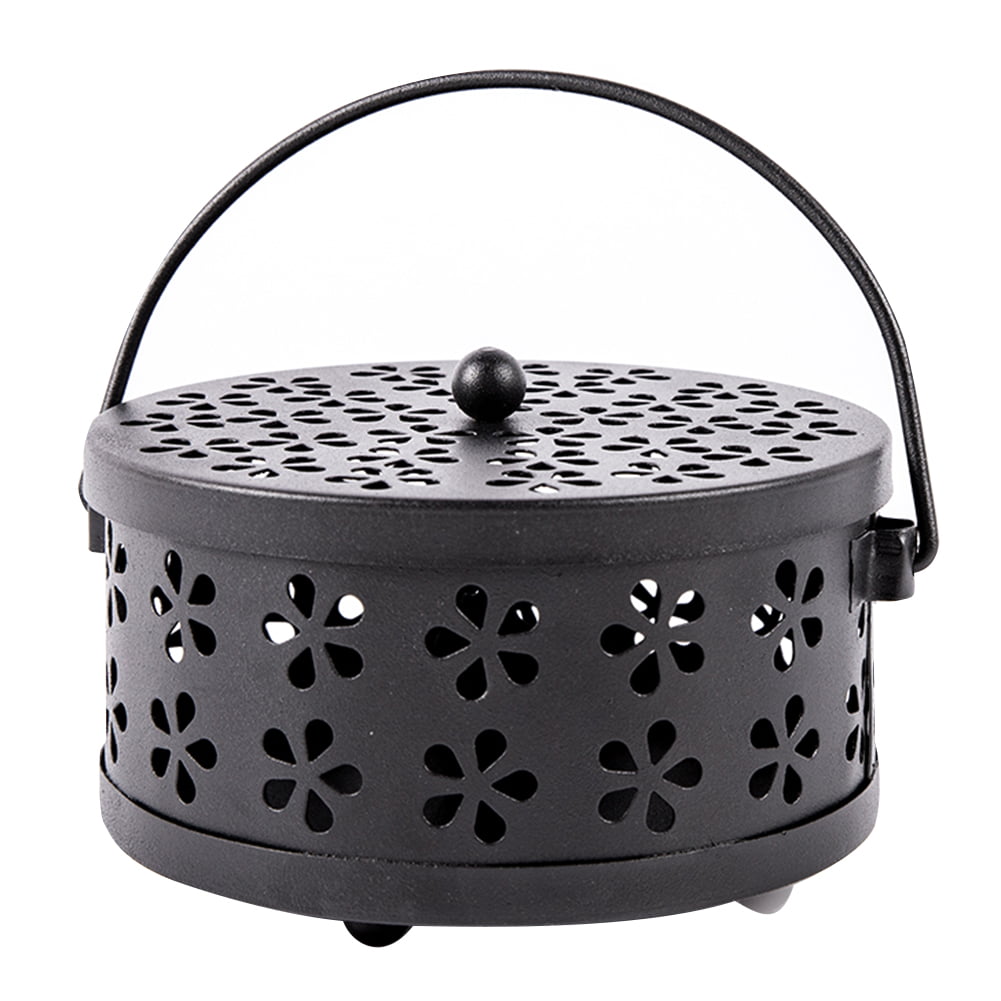 Metal Hollow Floral Mosquito Coil Holder Case Garden Burner Insect Repellent Box 
