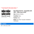thumbnail image 2 of Rear Brake Pad Set - Compatible with 2001 - 2006 LS430 2002 2003 2004 2005, 2 of 2