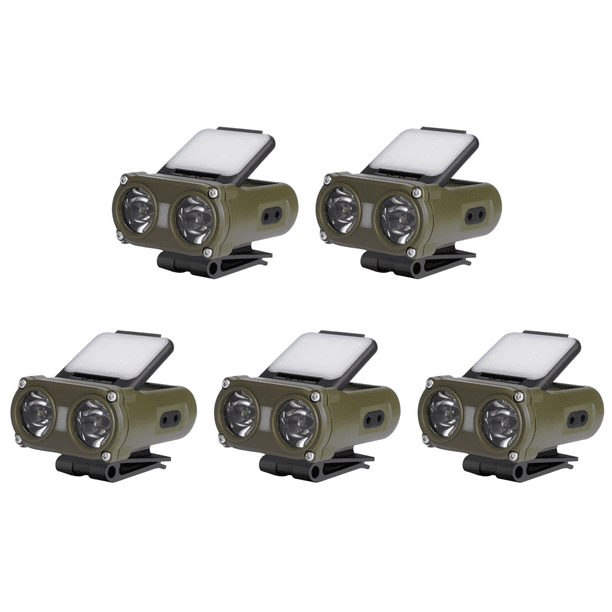 5uds. Linterna frontal de inducción LED de 1200 mAh, 700 lm, tipo C, recargable, impermeable, verde militar