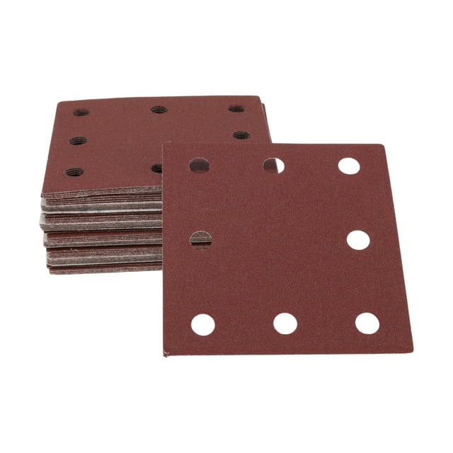 50 Pcs Papel de Lija Rectangular 8 Agujeros 150 Grano Hojas de Lijado para Reacondicionamiento Automotriz y Trabajos en Madera