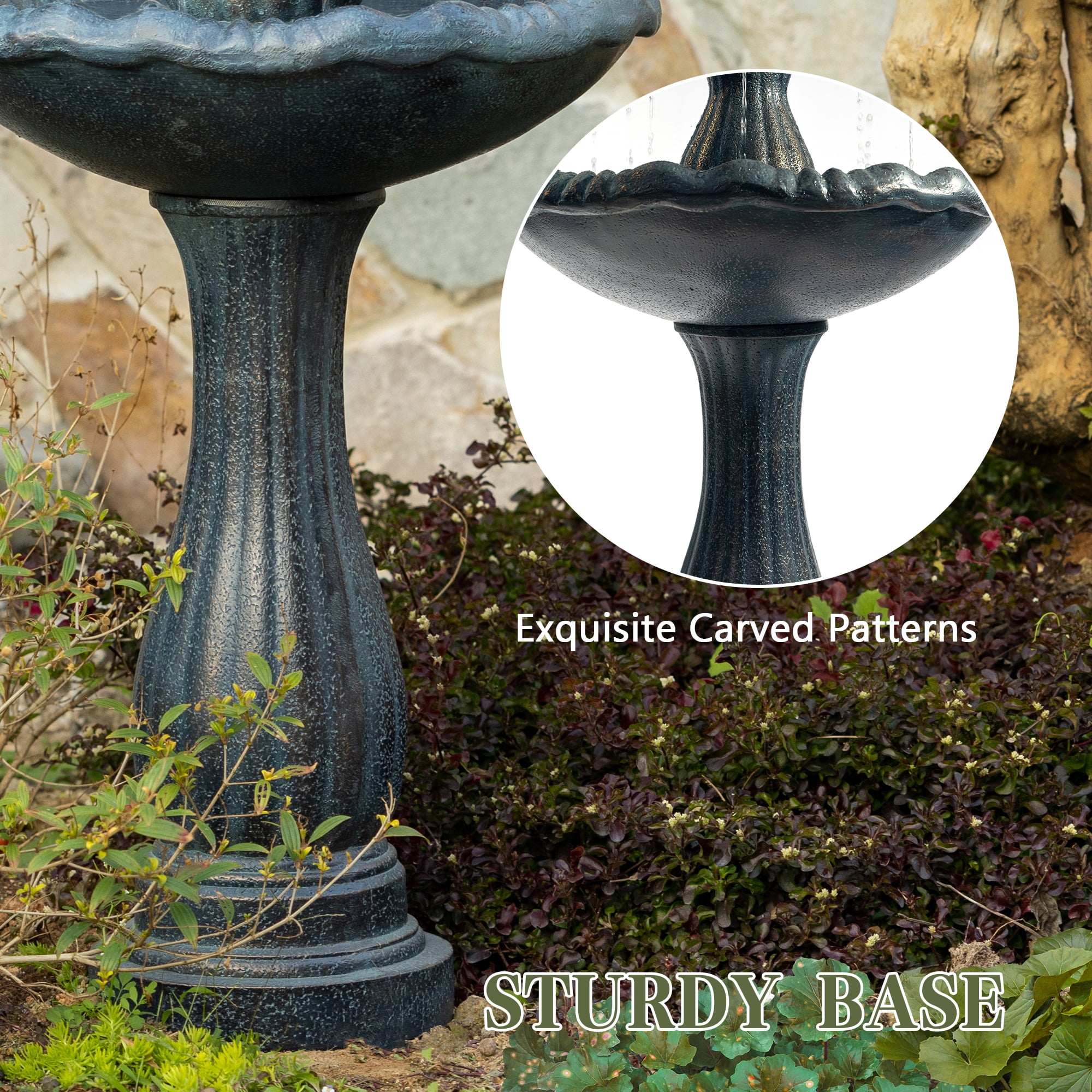 48.03" Outdoor Water Fountain, 3-Tiers water feature Outdoor Freestanding Waterfall Fountains for Garden, Patio