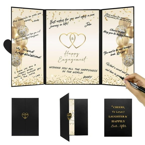 Dserhfy Engagement Guest Book Happy Engagement Signature Book Engagement Party Signature Guestbook for Just Engaged Gifts Almost Married Congratulations