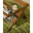 thumbnail image 2 of Rocket Coffee Table w/Tempered Glass Top - Mid-Century Modern Walnut Wood Accent Table for Living Room - 44" Rectangular, Pecan Finish, Rubber Solid Wood, Birch Veneer, Functional Storage Shelf, 2 of 6