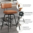 thumbnail image 3 of Solfway 26" Swivel Barstools Set of 2, PU Leather Counter Height Bar Stools, Bar Chairs with Metal Footrest for Kitchen Island, Brown, 3 of 5
