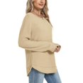 thumbnail image 7 of VISALY Women's Oversized Waffle Blouses Long Sleeve Crew Neck Pullover Tops Fashion Tunic Sweatshirts Loose Fit Dressy Casual Waffle Shirts Trendy Fall Outfit Basic Tee Shirts Beige L, 7 of 7