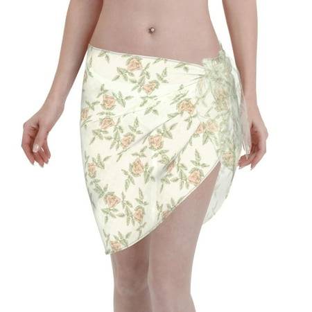 Disketp Rose Darkseagreen Women Swimsuit Cover Up Short Chiffon Summer Beach Sarong Bikini Wrap Skirt Bathing Suit