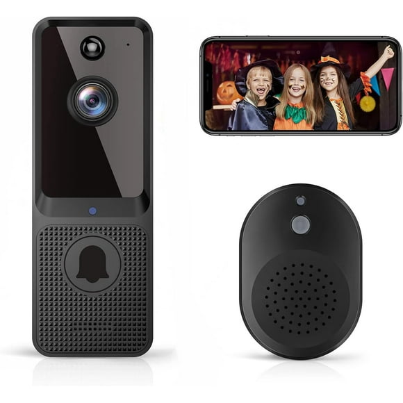 PASO SHARKPOP Doorbell Camera Wireless, Smart WiFi Video Doorbell, Free Chime Ringer Included, Indoor/Outdoor Surveillance with Smart Human Detection, 2-Way Audio, Night Vision, Cloud Storage