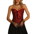 thumbnail image 1 of INSPIRE CHIC Corset à Lacets pour Femme Bustier Sans Bretelles Victorien à Baleines Haut Corset Noir Rouge TP, 1 of 5