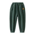 thumbnail image 3 of SonxaHe Toddler Girl Boy Pants Lined Elastic Waist Solid Comfy Thermal Winter Outdoor Trousers Green,Sized 3-4, 3 of 3