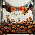 thumbnail image 5 of Halloween Tablecloth, Pumpkin Bat Spider and Candy Table Cloth, Microfiber Fabric Waterproof Tablecloths, Spillproof Table Cover for Dinner Party Decoration, Rectangle 60 x 120 Inch, Orange and Black, 5 of 5