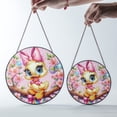 thumbnail image 4 of Easter Duck Spring Wreath Suncatcher Stained Glass Style, UV Printed Glass, Farmhouse Animal Window Hanging, Round, 4 of 9
