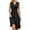 Black, variant on Youmylove Women's Summer Casual Dresses Womens Solid Color V Neck Waist Pleated Sleeveless Mid Length Skirt Trendy Resort Wear Dress