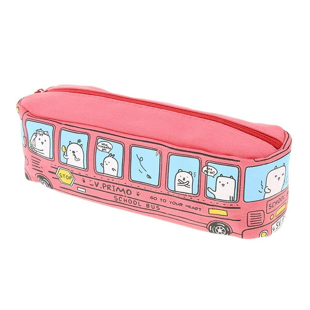 Bolsa de Lápices Creativa de Gran Capacidad Shamjiam Autobús Rosado con Cremallera