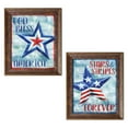 thumbnail image 1 of Gango Home Decor Modern Distressed Patriotic America Decor |Red, White & Blue "God Bless America" & "Stars & Stripes" by Paul Brent (Ready to Hang); Two 12x16in Gold Trim Framed Prints, 1 of 5