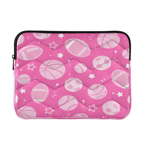 Quilted Laptop Sleeve 13.4*10.2*0.8IN Carrying Bag for Travel Office & Commute Patterns Of Various Sports Balls