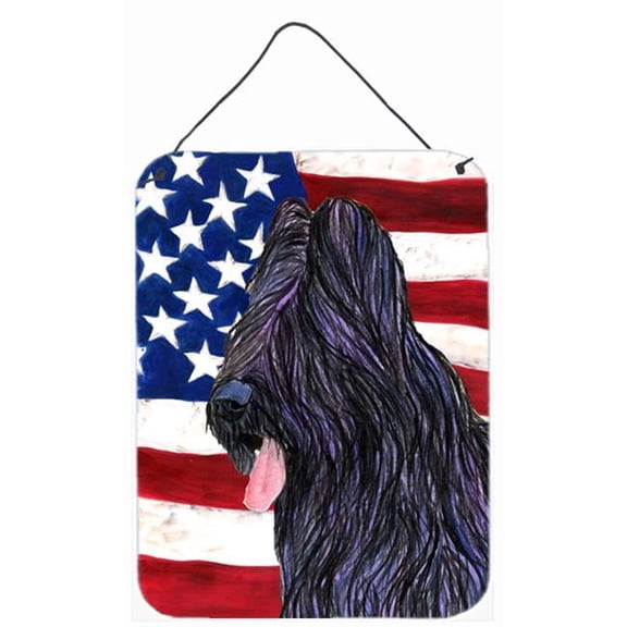 USA American Flag with Briard Aluminium Metal Wall Or Door Hanging Prints