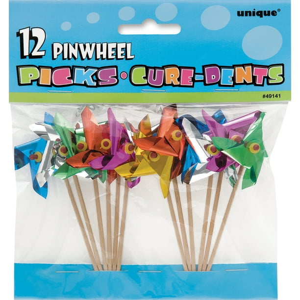 Pinwheel Picks 4" 12/pkg-Assortis Couleurs