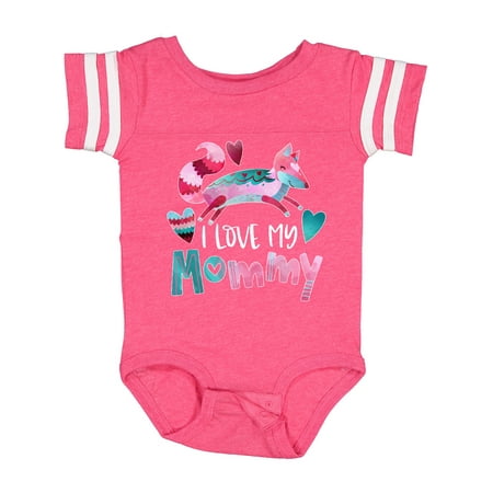 

Inktastic I Love My Mommy Pink and Blue Fox with Hearts Gift Baby Boy or Baby Girl Bodysuit