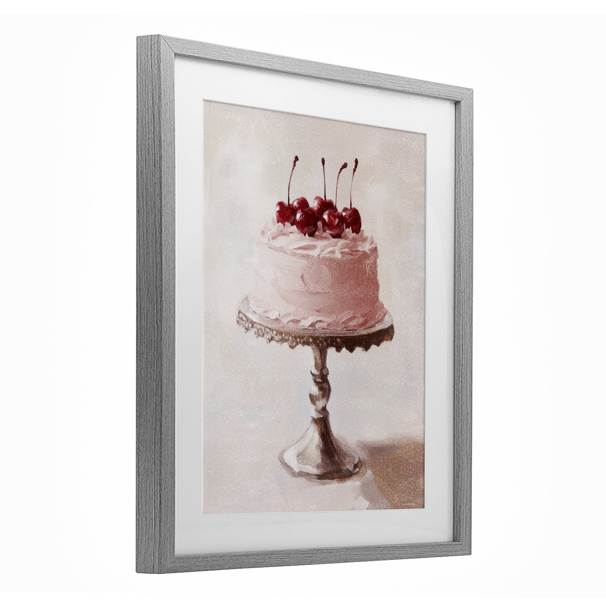 Stupell Industries Cherry Cake Delight Gray Framed Print Under Glass, design by Svetlana Aleynikova