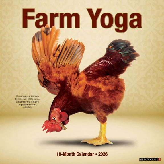 Willow Creek Press, Farm Yoga 2026 Wall Calendar, 12'' X 12'', 18-Month Calendar with Stapled Binding