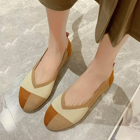 

Cathalem Fashion Autumn Women Casual Shoes Flat Bottom Round Toe Mesh Lightweight Simple Comfortable Casual Sandals Women Yellow 7