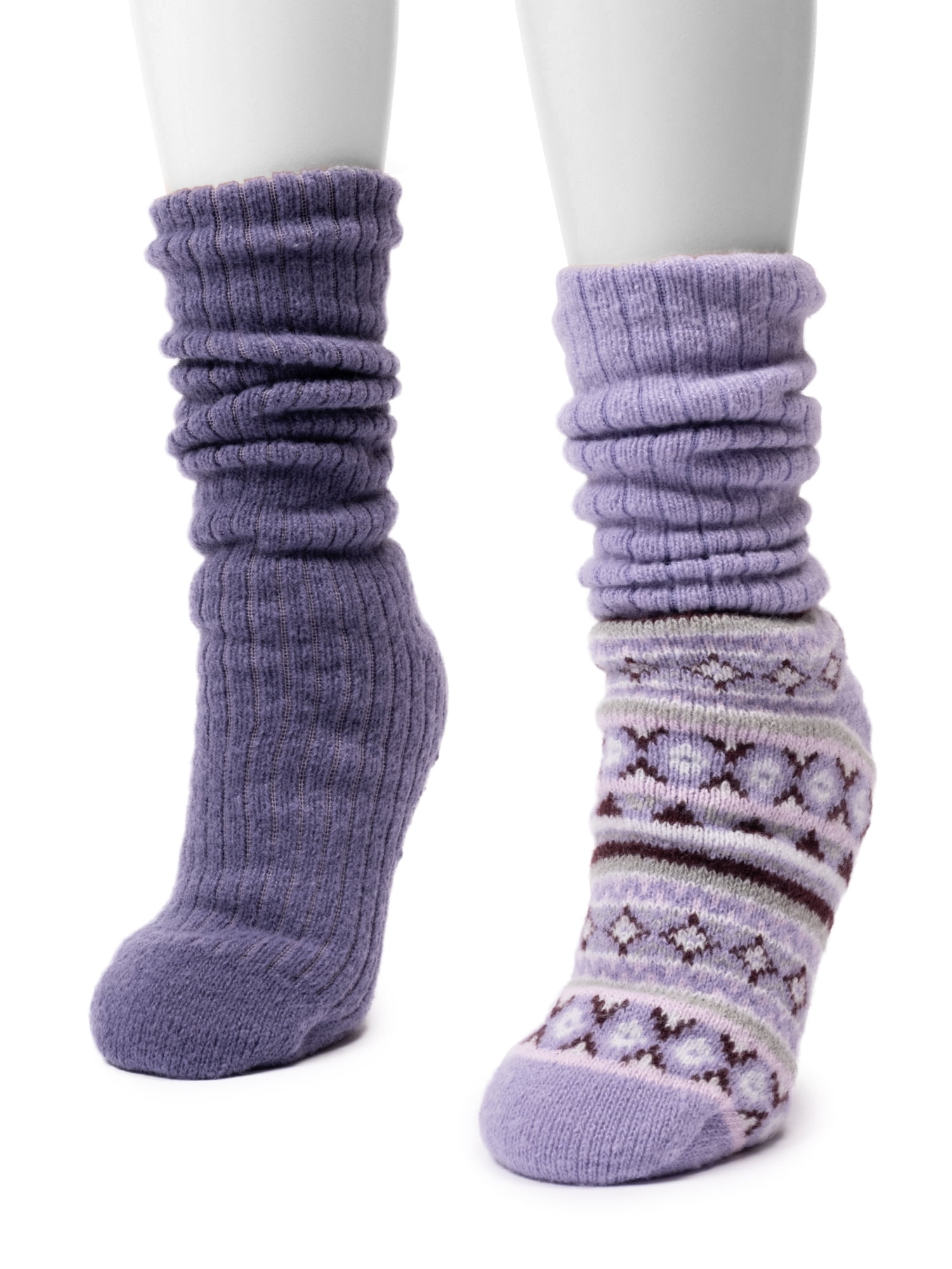 MUK LUKS Women's Tall Slouch Cabin Socks, 2-Pack, OSFM
