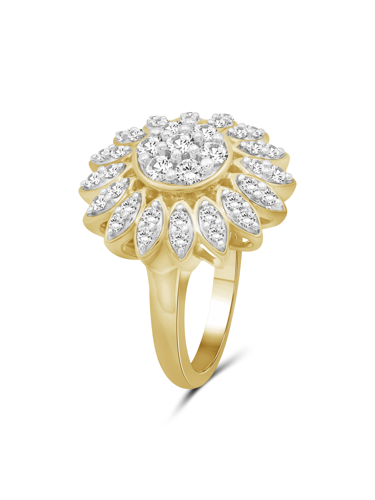 JewelersClub 1.00 Carat T.W. White Diamond 14K Gold Over Silver Flower Ring