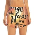 thumbnail image 4 of Lsque Not All Who Wander Are Lost Printed Women's Running Shorts with Liner Pockets,Elastic Quick Dry Workout Athletic Gym Yoga Shorts,Womens High Waist Shorts-Large, 4 of 9