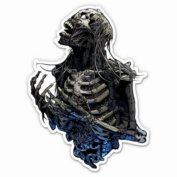 Grim Skeleton Zombie Death Scary - 3" Vinyl Sticker - For Car Laptop Water Bottle Phone - Waterproof Decal
