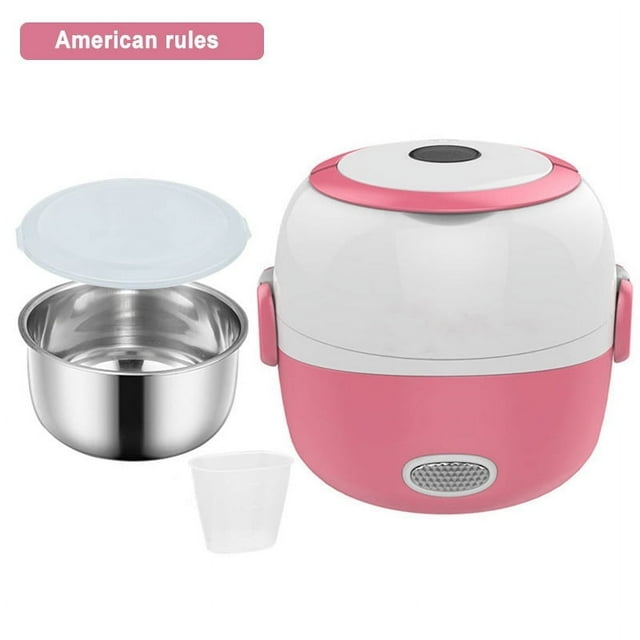Mini Rice Cooker Electric Lunch Box Portable Food Warmer 1/2/3 Layers Stainless Steel Container for Home Office School New - Coffee