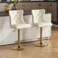 thumbnail image 2 of Velvet Gold Bar Stools Set of 4 Modern Counter Height Bar Stools with Lion Pull Ring Tufted Back, Nailhead Upholstered Barstools for Home Kitchen Island, Swivel Adjustable Stool Chair in Cream, 2 of 9