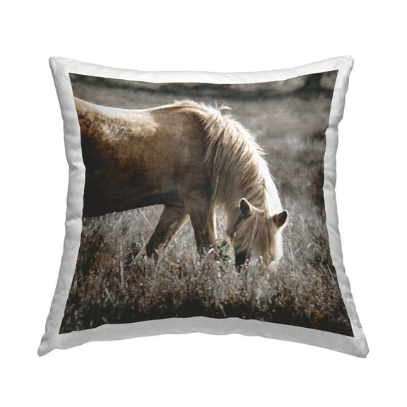 Stupell Industries Horse Grazing in Pasture Square Decorative Printed Throw Pillow, 18 x 18
