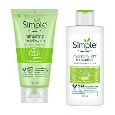 Simple Kind To Skin Refreshing Facial Wash 150 Ml & Hydrating Light Moisturiser| Face Cream for All Skin Types|125 ml