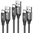 thumbnail image 1 of Cable USB C a USB A 1 Hora 3 Paquete 60W 3A Nylon Rojo Carga Rápida 1M para iP16 Galaxy Xiaomi Switc, 1 of 7