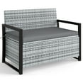 thumbnail image 1 of Gymax Banc de Rangement pour Patio en Osier Causeuse avec Rangement Intégré et Long Coussin de Siège Extérieur Gris, 1 of 6