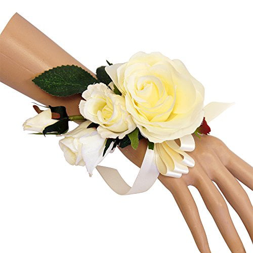 Wrist Corsage-Beautiful Quality Keepsake corsage-roses and pearl bracelet (Ivory) - Walmart.com