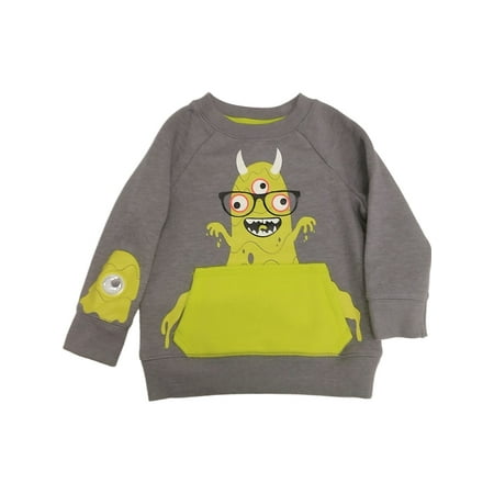 

Infant & Toddler Boys Gray Monster Sweatshirt Googly Eye Halloween Sweater 2T