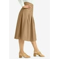 thumbnail image 3 of Jessica London Women's Plus Size Faux Leather Pleated Midi Skirt, 3 of 3