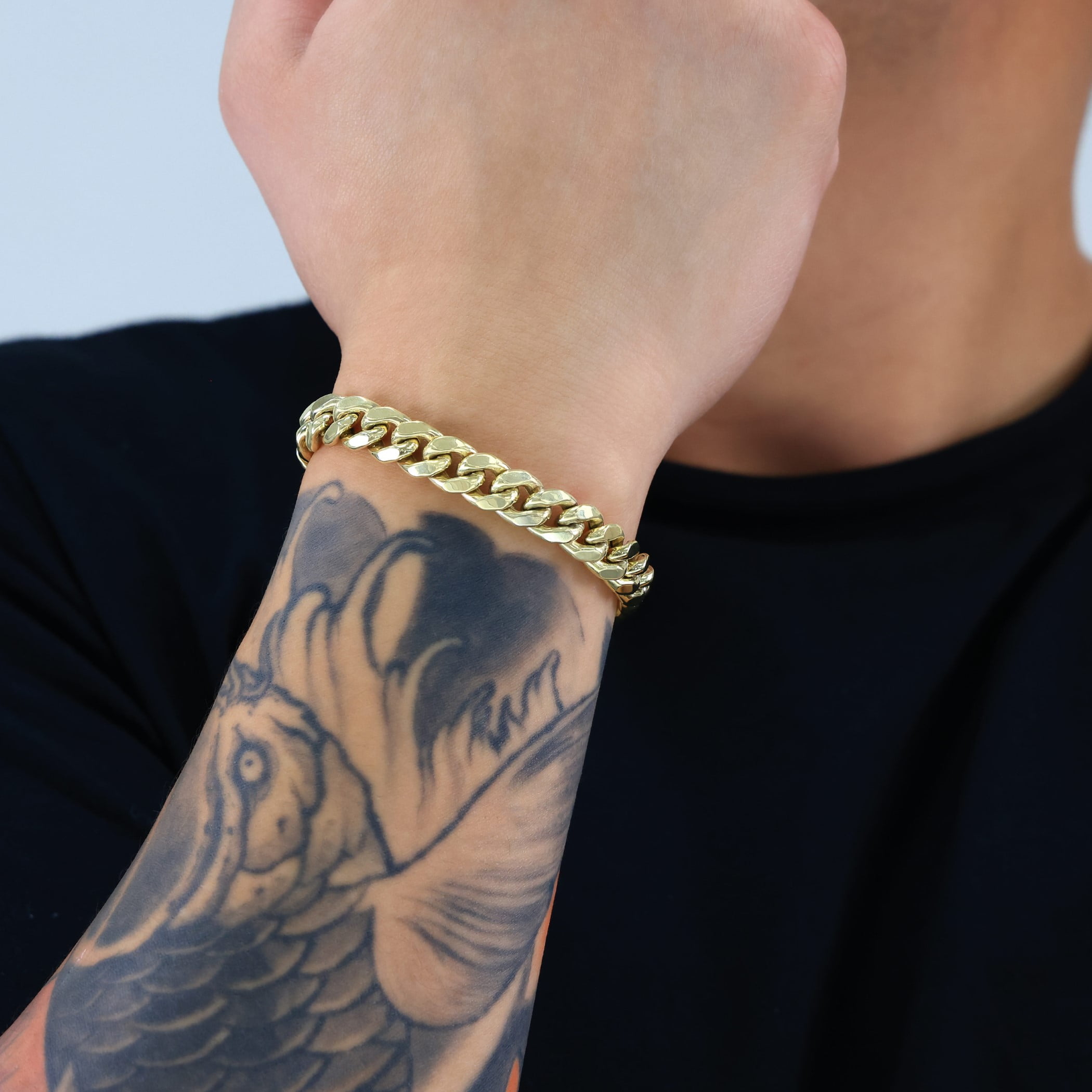 Nuragold 14k Real Yellow Gold Miami Cuban Link 9mm Chain Bracelet (7"-9") Italian Jewelry for Men