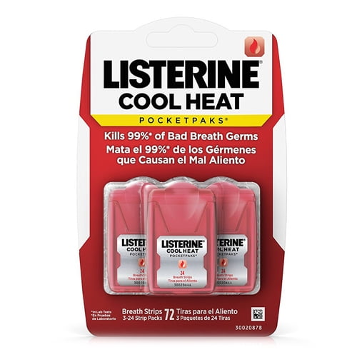 Listerine Pocket Paks Oral Care Strips, Cinnamon 72 Strips/ Pack, 6