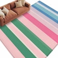 thumbnail image 2 of 6'x9' Area Rugs, Pink Green Blue Stripe Indoor Outdoor Area Rug for Living Room Bedroom, Farmhouse Stripes Contemporary Washable Bathroom Rugs Kitchen Floor Carpet Mats Home Decor Aesthetic, 2 of 8