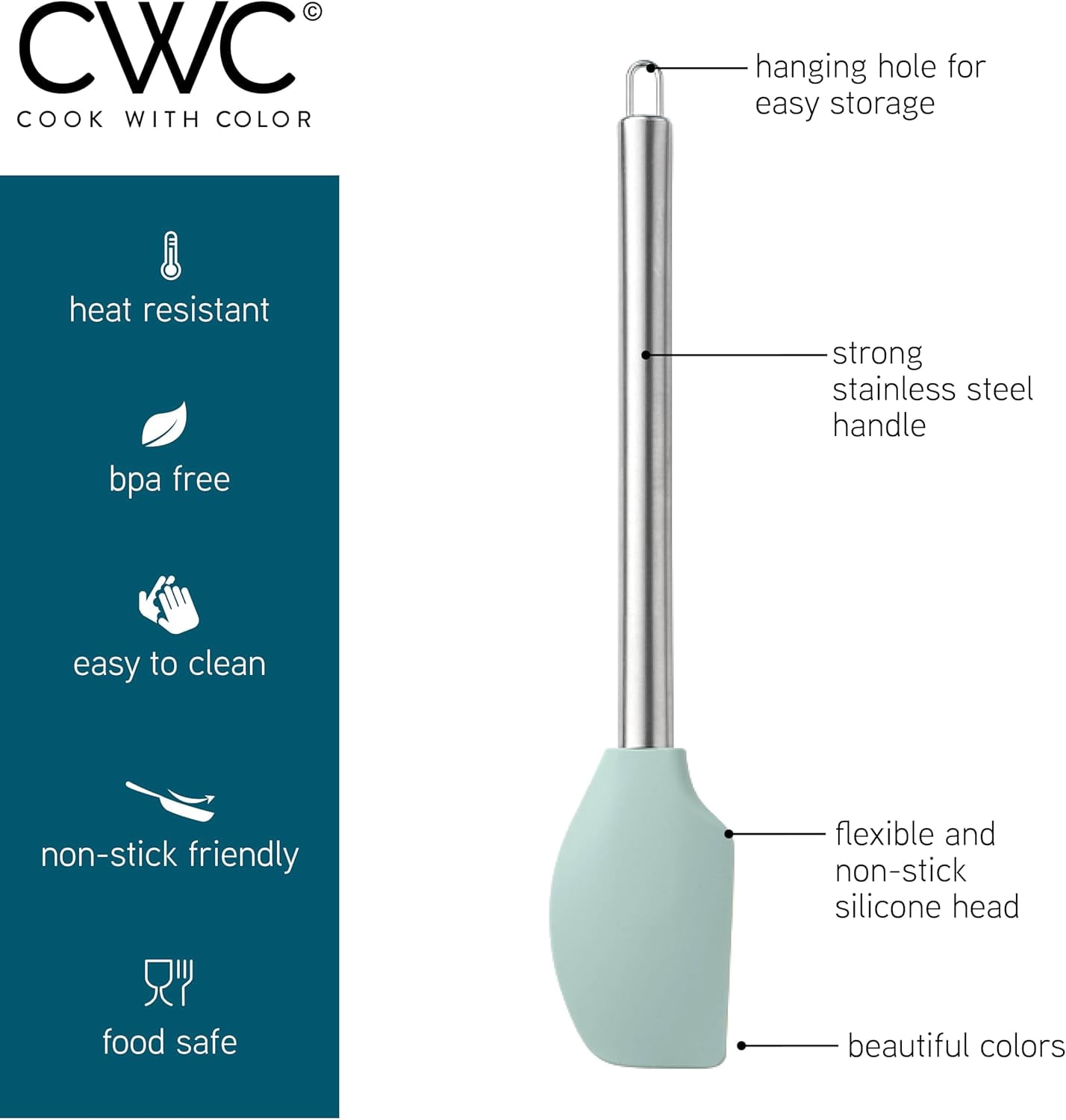 COOK WITH COLOR 10-Pc Cooking Utensils Set Kitchen Gadgets & Essentials, Teal