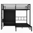 thumbnail image 5 of Metal Bunk Bed - Full XL Over Twin, Folding Desk & LED Closet, Space-Saving, Black, 5 of 18