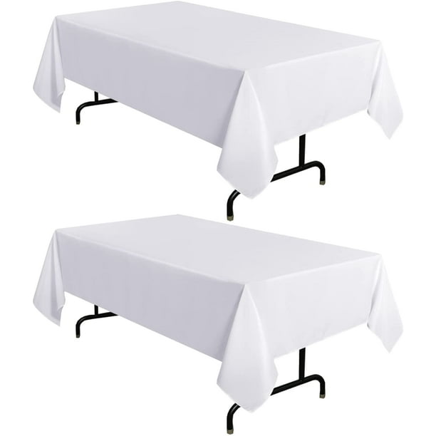 Paquete de 2 manteles beige de 60 x 84 pulgadas, mantel rectangular de 4 pies, mantel de poliéster lavable resistente a las manchas y arrugas para mesa de comedor, fiestas de buffet y camping Vhermosa CZJP-ZC49-6